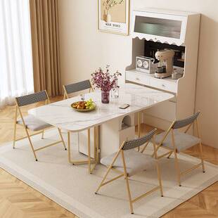 全实木餐边柜折叠餐桌一体小户型家用收纳柜靠墙高矮柜储物餐桌椅