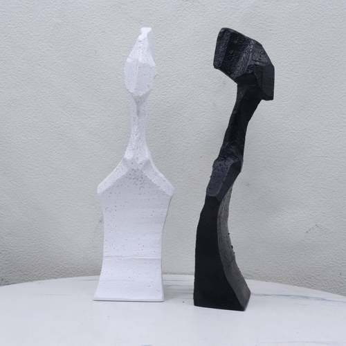 样现代极小简黑抽象火柴人色物树脂摆件板间别墅玄关树脂摆件桌面