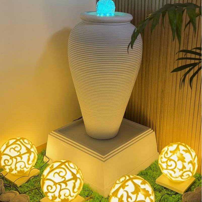 树脂罐子风水球喷泉流水喷泉室内流水加湿器简约转球景观喷泉摆件