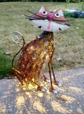 跨境爆品别区园幼儿墅园太阳能W-G19208带灯氛猫围灯户外造景摆件