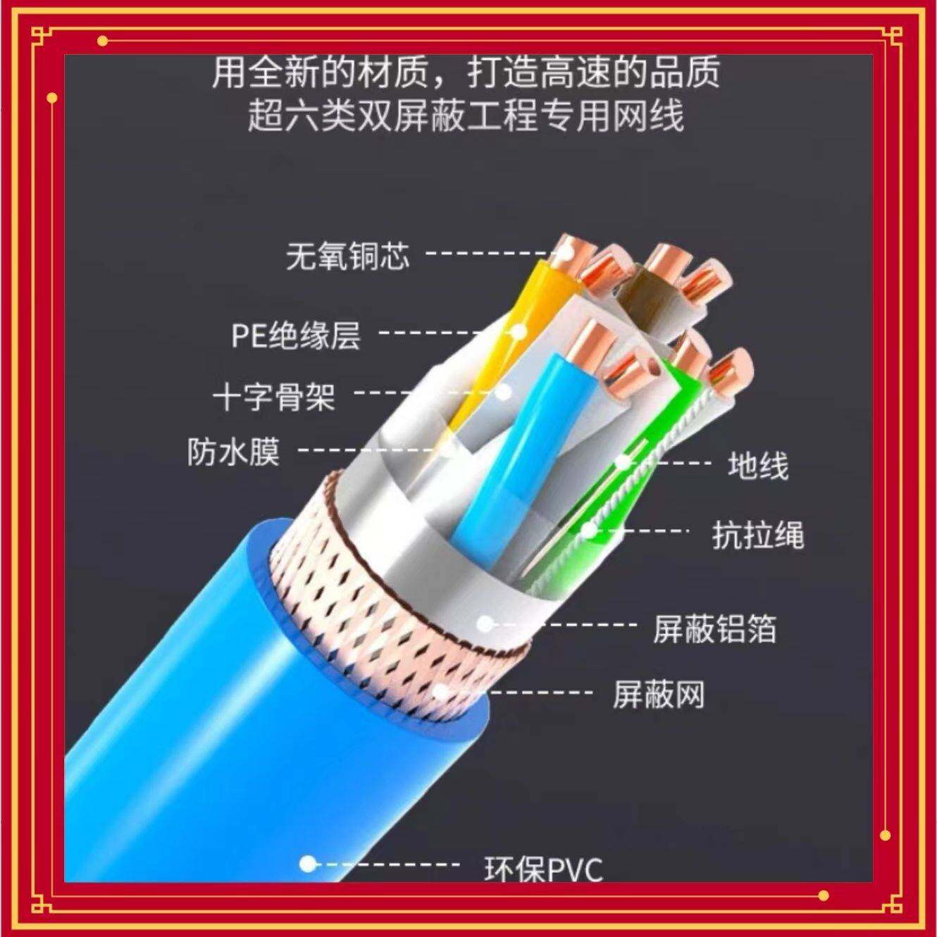 安普国标网线家用超五类超六类千兆整箱poe供电305米