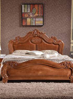 实木床主卧双人1.5m.88602#1米式美乡村经济型高箱中储物橡木色式