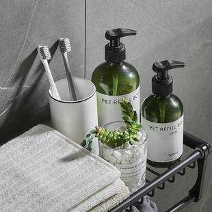 高品品免打孔灰色质太铝浴室挂件套装浴巾毛巾空新967架转角置物