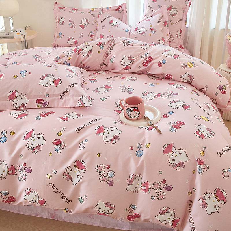 HelloKitty纯棉床上四件套全棉床品女孩儿童宿舍被套床单人三件套