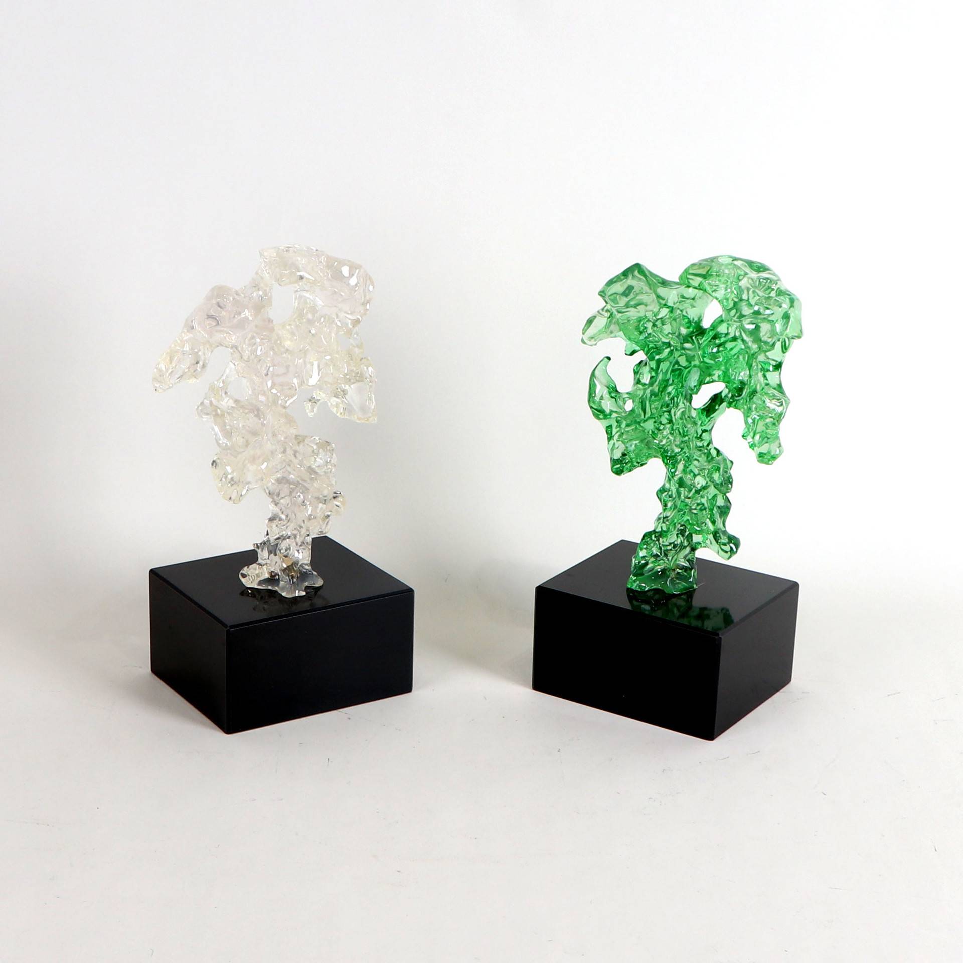 新中式绿色透明太湖石摆件展厅售楼处客厅隔断书房书柜软装饰品