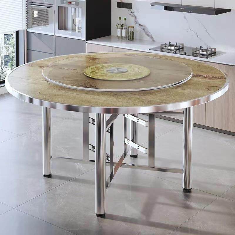 21212厚圆桌面子实木家用桌餐桌可折叠流酒店家宴饭店水加席坝坝