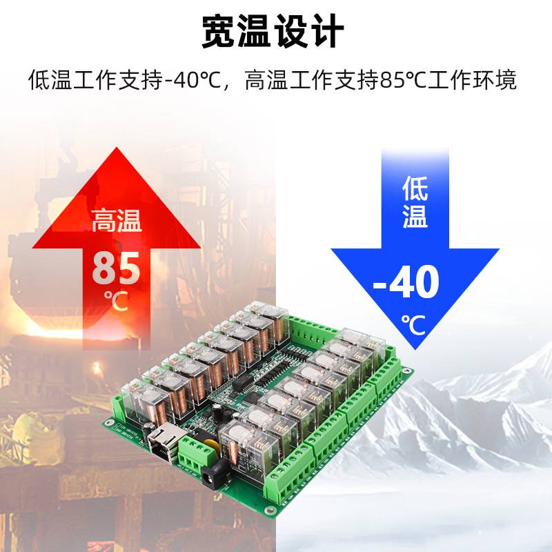 16路网络继电器控制板RS485透传Modbus TCP/RTU工业级开关量输入