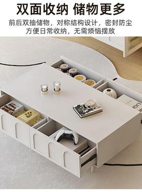 法奶油风电视柜家白用茶几电视柜组合ELO式一轻体落地客厅奢色电