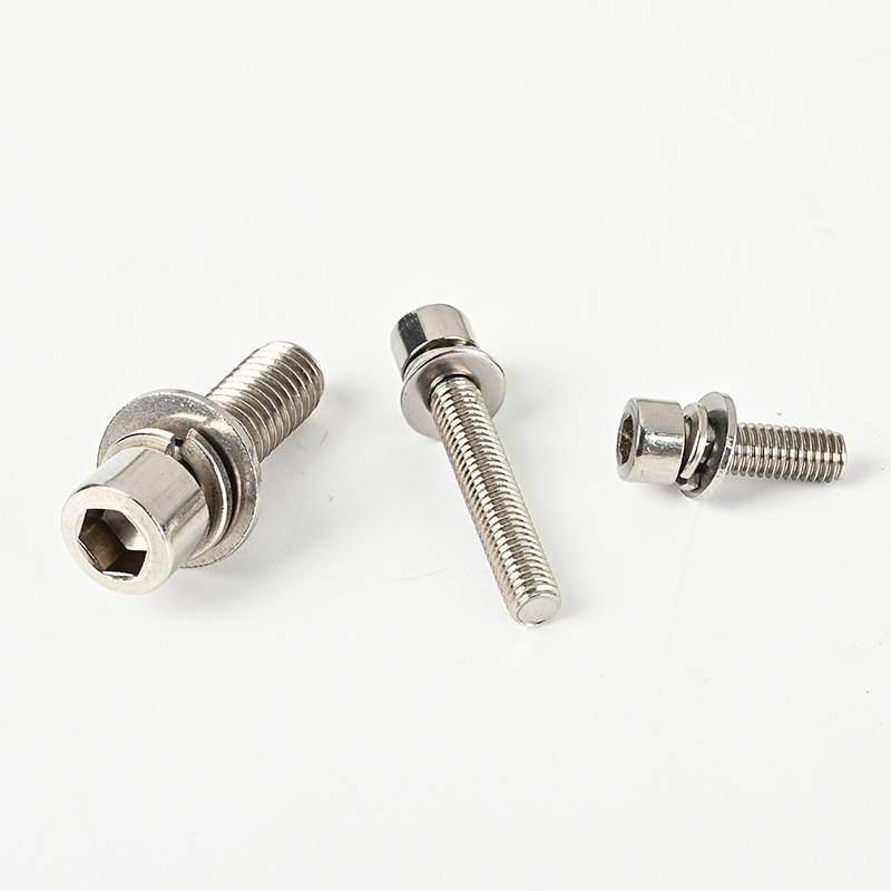 SUS201不锈钢内六角圆柱头平弹垫三组合螺丝M4X8—M8X35工厂
