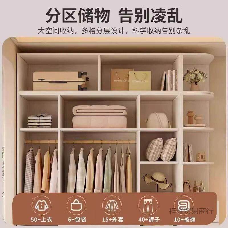 实木门衣柜主AVA卧衣四耐用客厅大量容出租房橱新款加厚加固奶油