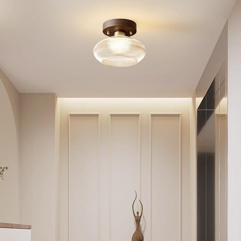 新式胡实木过道灯全铜古风吸934顶桃中灯北美黑胡桃木中护眼