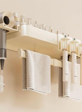 奶油洗漱台置物架卫生纳NQA间浴洗室毛巾架子免打孔壁挂手间收白