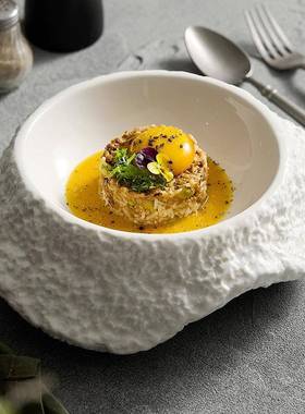 餐陶瓷异形沙拉盘汤盘碗盘高HJT档店酒餐厅分子理意境菜具特色料