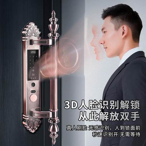 ll欧式别墅大门锁双开门指电子密码别锁铜门户外防别墅锁脸纹水人