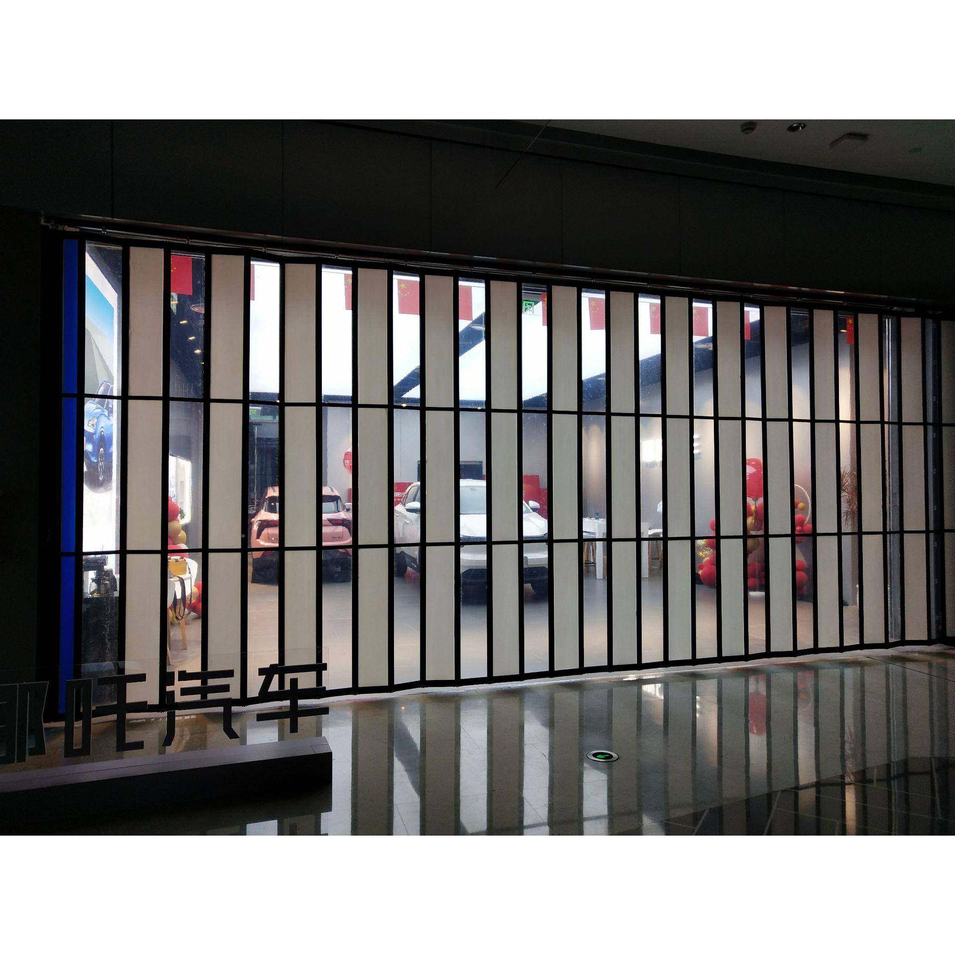 四安装推门弧形折闸商场店铺REZ门水晶折拉叠门川机场水晶折叠百