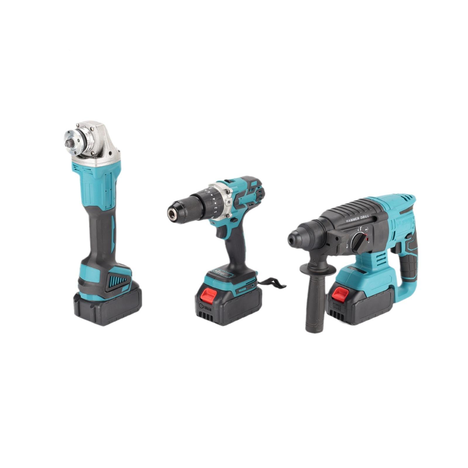 跨境件多能动工具组587合三电套装大功率无刷冲击手电功钻电锤角