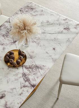 意式轻大代奢岩板餐桌椅组合小户型形家用现简约高YPZ端理石长方