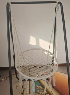 吊椅室藤002内单人家用阳台秋千网绳篮棉编织椅流苏千懒人秋椅