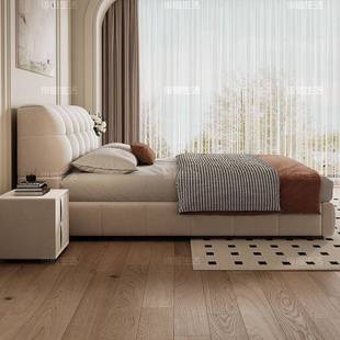 225AUT款 代简约泡芙床奶油风小0户型现1.5m布艺软包1.8m双人新床