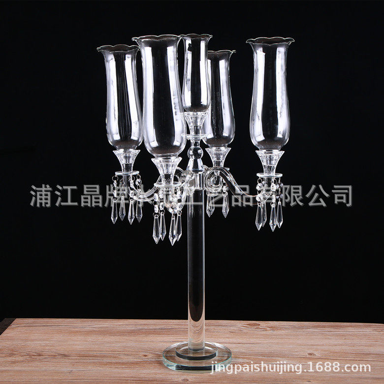 水晶五头烛台欧式浪漫婚礼婚庆道具样板房软装酒店客厅摆件蜡烛台