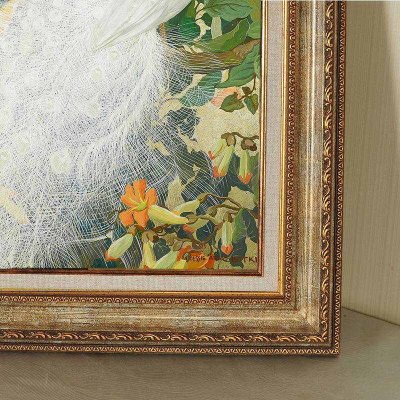 欧孔式客厅装饰餐厅挂画美美式孔雀式雀墙画卧室床头壁走画廊画过