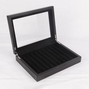 现钢笔盒黑STI烤漆0支装 木质钢笔展示盒1货文具盒烤色漆钢笔收纳
