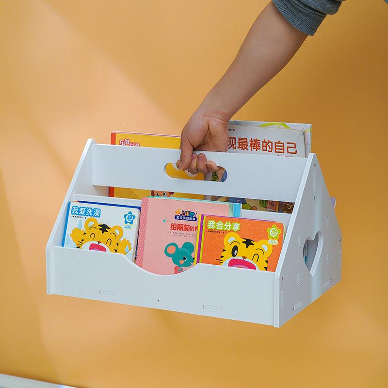 绘本架儿物童书架X儿收纳置架桌上飘窗落地手园提书架幼多层阶梯
