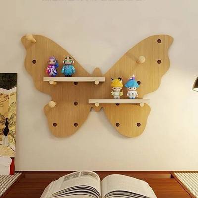 定玄制中古实木洞洞入户关装饰板收纳C116A异形上隔板墙置物架