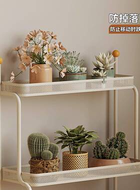 移可动铁艺花架室内花C241架阳台多肉花架子客盆厅推阶梯式小车置