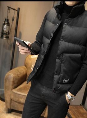 秋冬季马甲男士韩版潮牌修身保暖背心加厚马夹羽绒棉外套坎肩男款