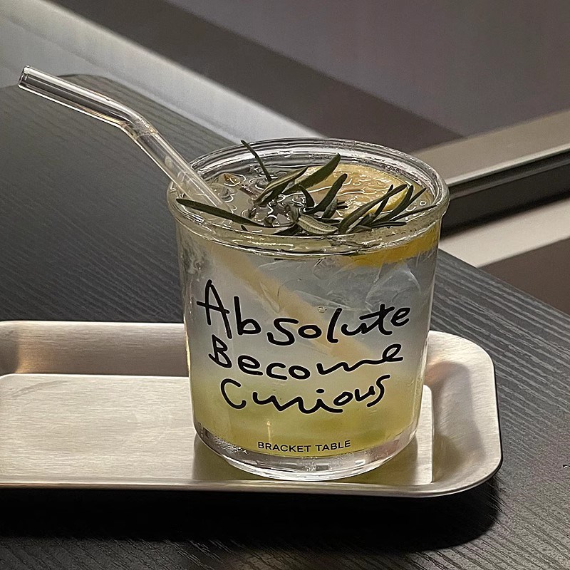 ins简约设计感咖啡杯冰美式英文字母玻璃杯高档精致冷萃冰拿铁杯