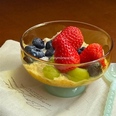 Shinymomo实用玻璃夏日甜品碗创意燕麦耐热ins水果沙拉碗彩色小碗
