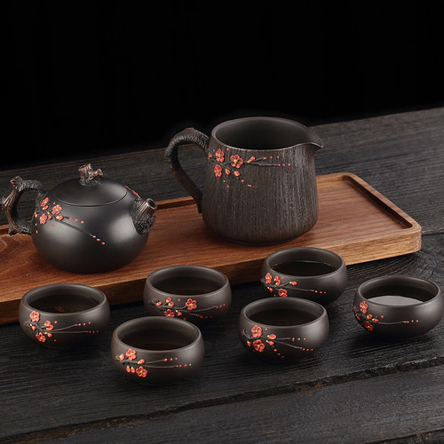 云南建水紫陶茶杯纯手工梅花根艺高档功夫茶具家用主人杯子品茗杯