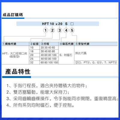 原装亚德客大口径开口夹手指气缸HFT10/16/20/25/32X20X30X40X60S