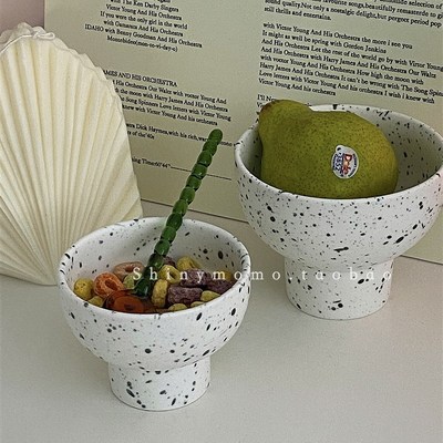 Shinymomo博主ins同款陶瓷泼墨碗雪糕冰激凌杯冷饮碗粥粥碗