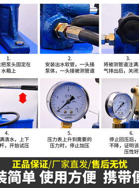 手动试压泵家用ppr水管管道测压打压机SY16地暖检漏仪压力试压器