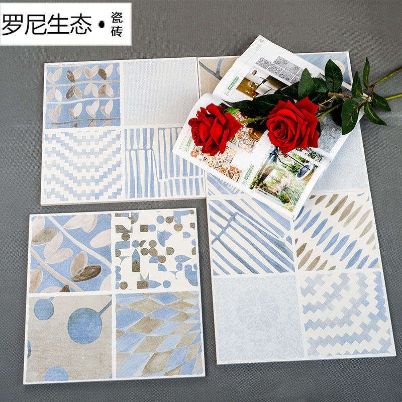 地中海卫生间地砖客餐厅背景墙花片砖厨房瓷砖花砖300300阳台墙砖