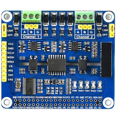 树莓派Raspberry Pi 3B+/4B 双路RS485模块 双通道带隔离型扩展板