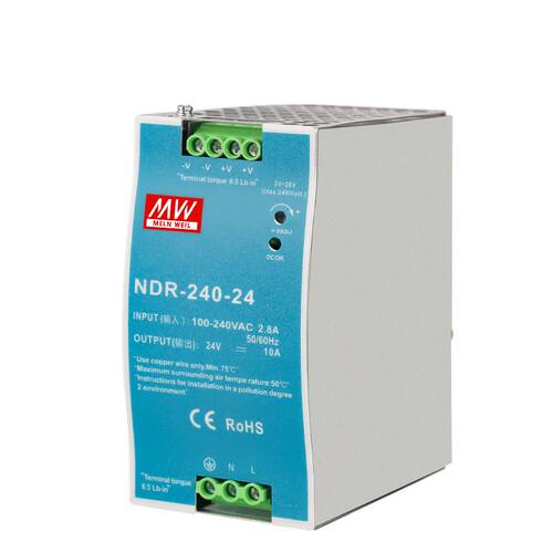 明纬NDR-240-24V10A导轨式开关电源240W直流48V5A变压器薄款 DRP