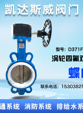 D371F-16  涡轮手柄对夹蝶阀四氟304不锈钢球板DN40 50 65 80 100