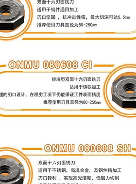 数控铣刀片ONMU080608-MP TE1008 ONMU080608-CI ONMU080608-SH