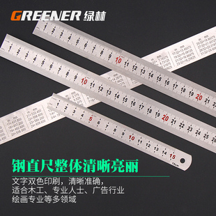 100cm 绿林钢尺不锈钢直尺钢板尺子加厚金属铁尺刻度15