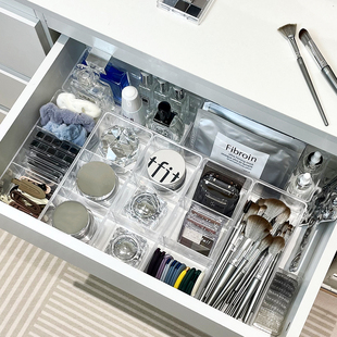 透明抽屉收纳盒内置分格整理盒神器桌面文具厨房里面的小分隔盒子