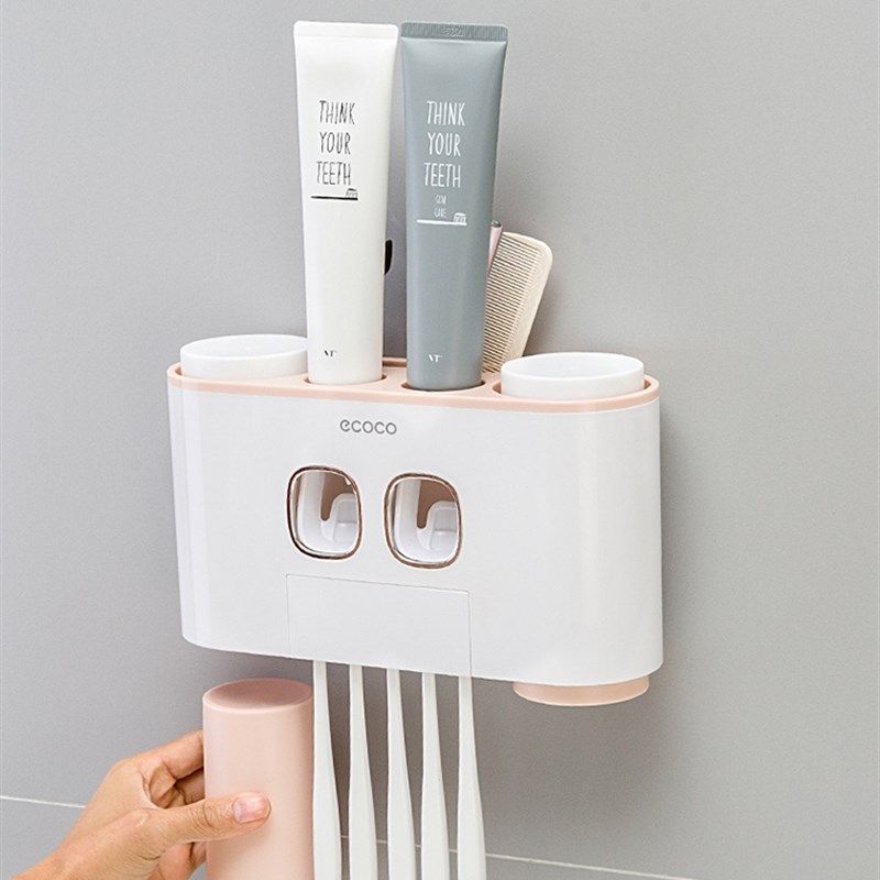 卫生间牙刷置物架免打孔刷牙杯漱口杯套装壁挂牙膏架吸壁式牙具架