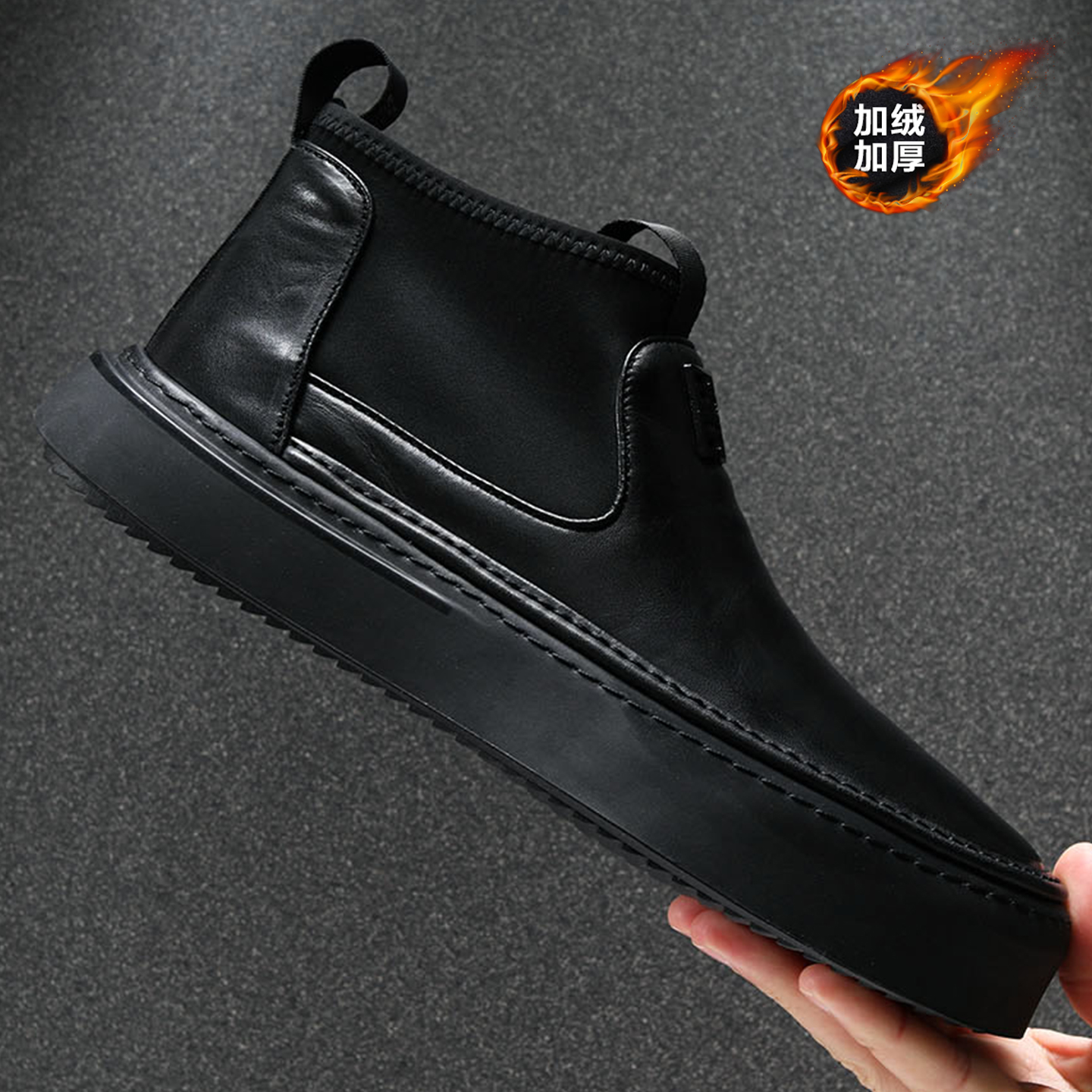 真皮加绒保暖马丁靴2025冬季新款