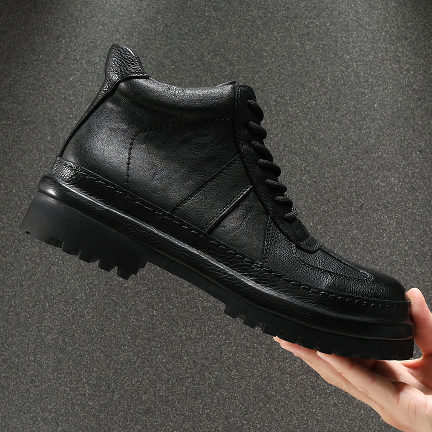 头层牛皮马丁靴男款2025秋季新款真皮厚底增高皮靴男士高帮工装靴