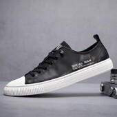 休闲百搭平底舒适真皮潮流小白鞋 广州鞋 牛皮板鞋 男士 2025秋季 新款