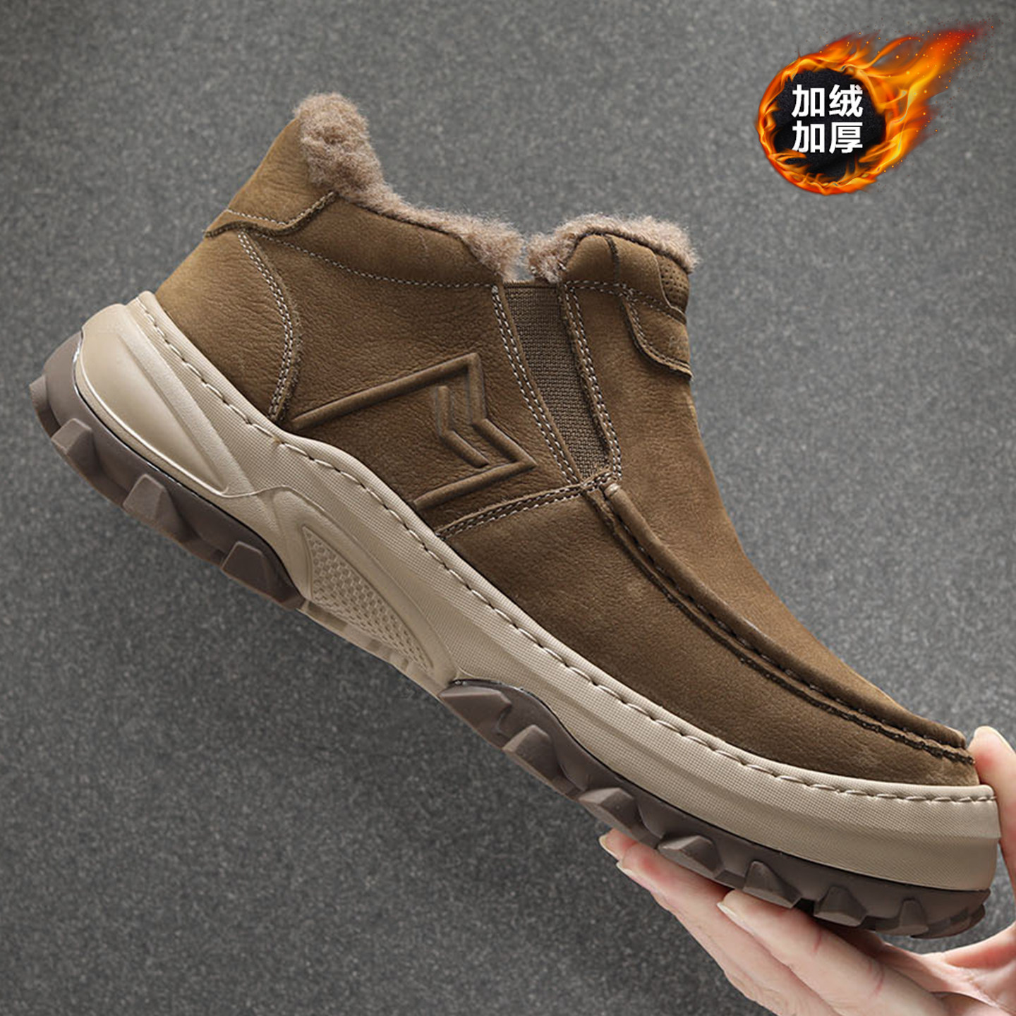 冬季羊毛雪地靴男2025新款真皮加绒加厚棉鞋男厚底防寒保暖大棉靴,流行男鞋,时尚雪地靴,淘宝优惠券,粉丝福利购,淘宝优惠卷