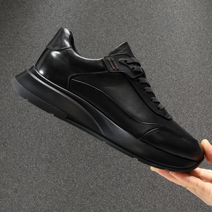 潮牌真皮运动休闲鞋2025秋季新款全牛皮时尚百搭男鞋轻便软底皮鞋