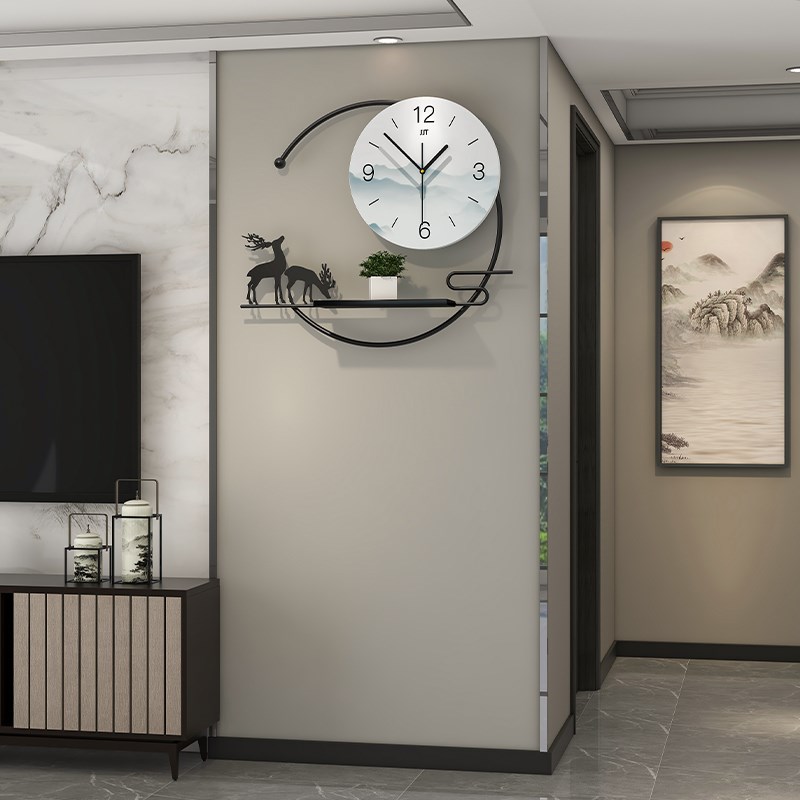 2024新款新中式钟表挂钟客厅餐厅装饰K表现代简约时钟挂墙高级感